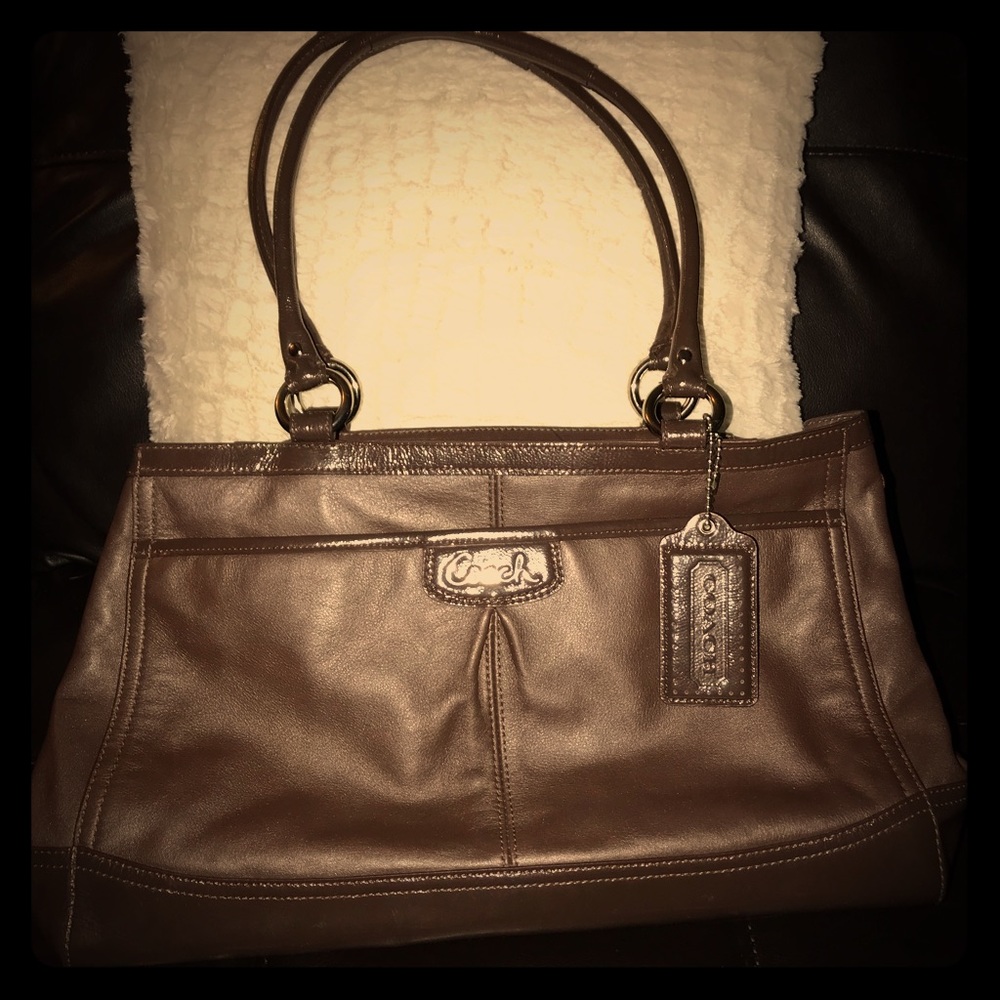 Coach Shoulder Satchel Ashley Brown Leather Purse